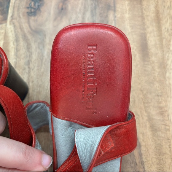 Like new - Red genuine leather BeautiFeel sandal shoes size 41 (or size 10) - Picture 5 of 7